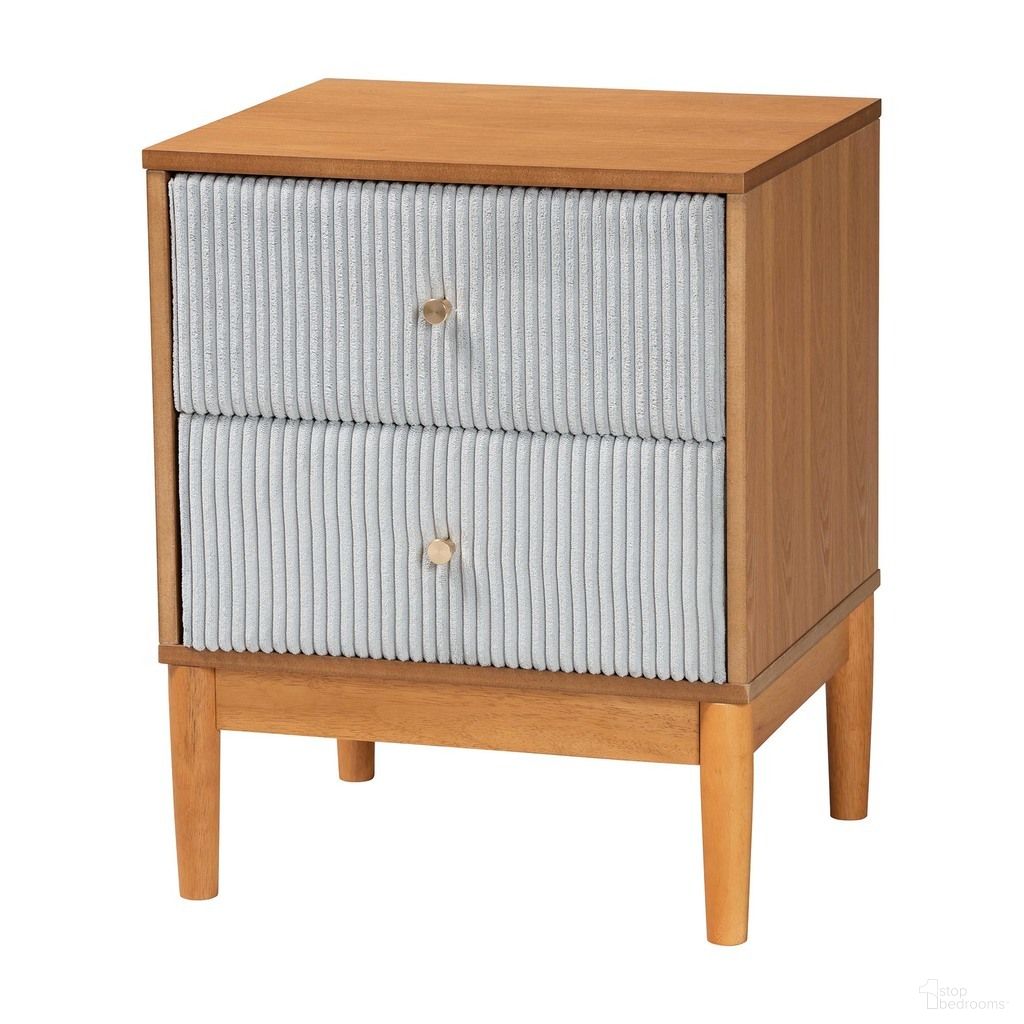The appearance of Taylin Upholstered and Wood Nightstand with Two Drawers In Grey and Oak Brown designed by Baxton Studio in the transitional interior design. This grey and oak brown piece of furniture was selected by 1StopBedrooms from Taylin Collection to add a touch of cosiness and style into your home. Sku: MG9012-Grey-HC1315-16/NT-Oak-2DW-NS. Material: Solid Rubberwood.