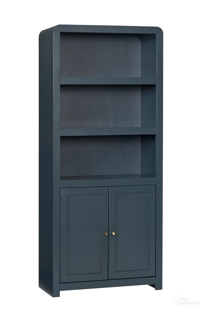 Taylor 74 Inch Bookcase with 2 Doors In Malta Blue