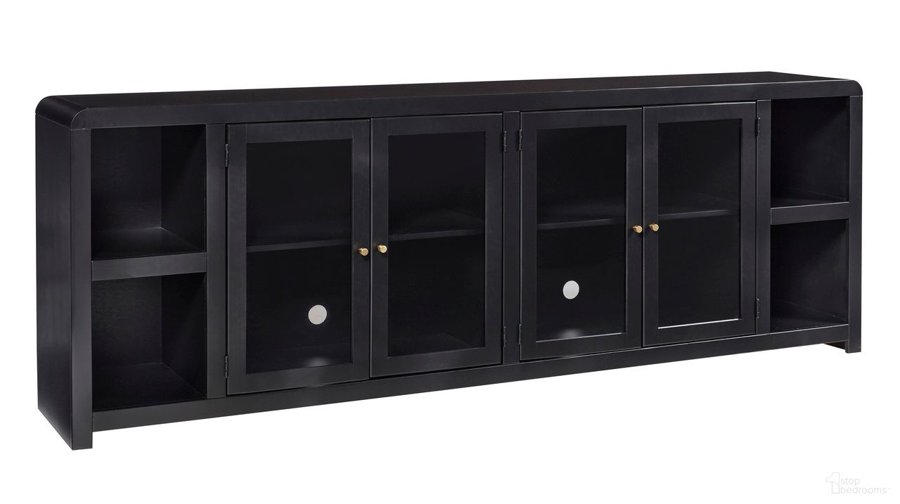 The appearance of Taylor 96 Inch Console with 4 Doors In Black designed by Aspenhome in the modern / contemporary interior design. This black piece of furniture was selected by 1StopBedrooms from Taylor Collection to add a touch of cosiness and style into your home. Sku: MYY1270-BLK. Material: Wood.