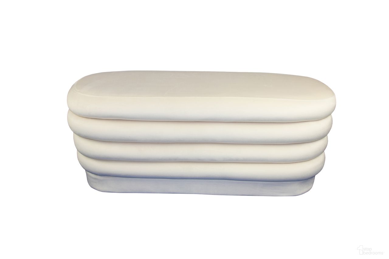 The appearance of Thor Oval Ottoman In Dove White designed by Moti in the transitional interior design. This dove white piece of furniture was selected by 1StopBedrooms from Thor Collection to add a touch of cosiness and style into your home. Sku: 88010013. Material: Velvet.