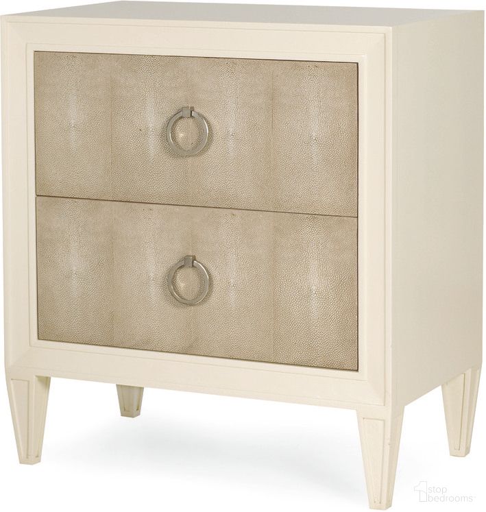The appearance of Taylor Nightstand In Ivory designed by Century Furniture in the modern / contemporary interior design. This ivory piece of furniture was selected by 1StopBedrooms from Monarch Collection to add a touch of cosiness and style into your home. Sku: MN5521. Material: Faux Shagreen.