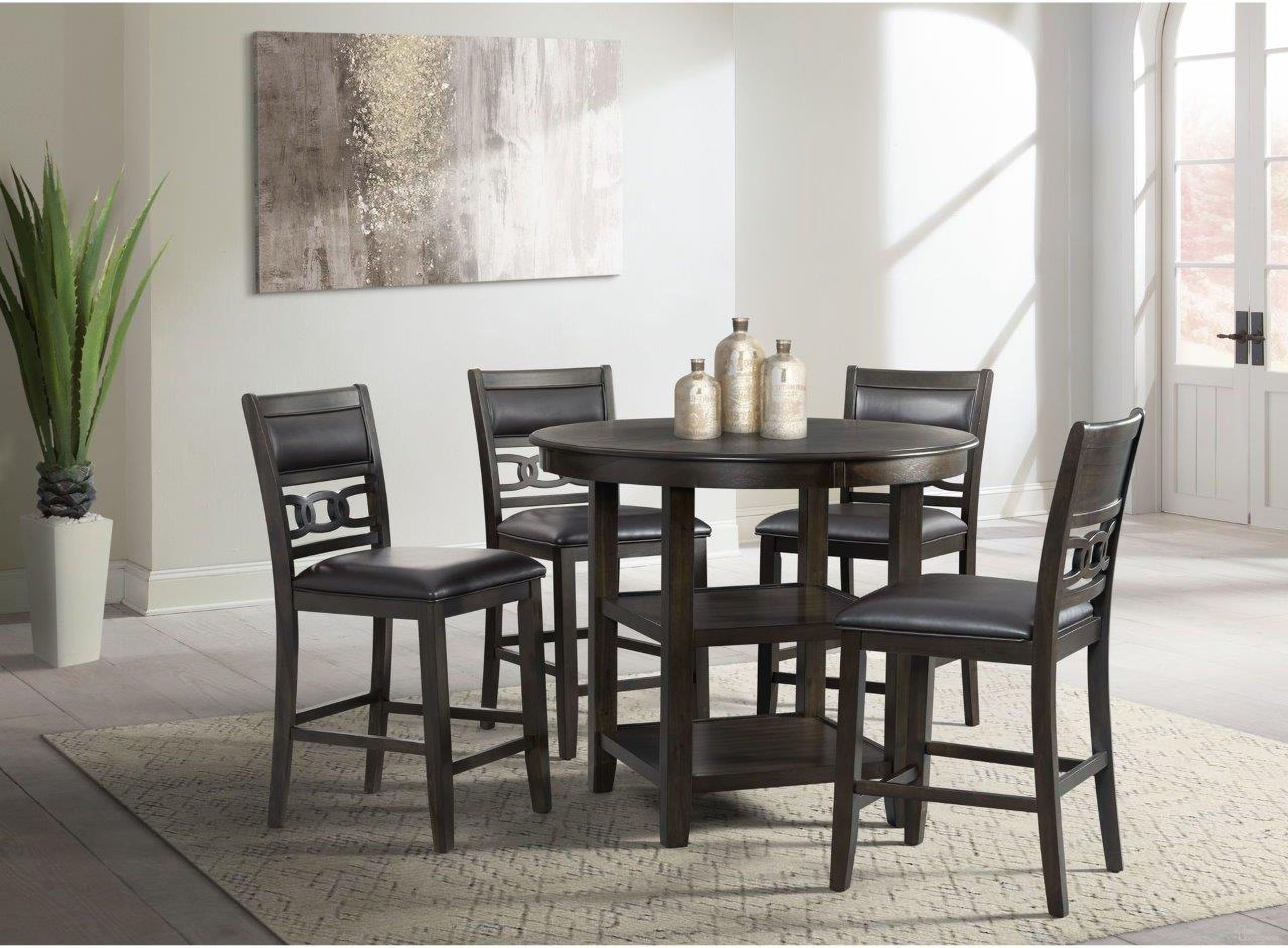 The appearance of Taylor Walnut Counter Height Dining Room Set designed by Picket House in the transitional interior design. This brown piece of furniture was selected by 1StopBedrooms from Taylor Collection to add a touch of cosiness and style into your home. Sku: DAH550CT;DAH350CSC. Table Base Style: Legs. Table Top Shape: Round. Material: Wood. Size: 42".