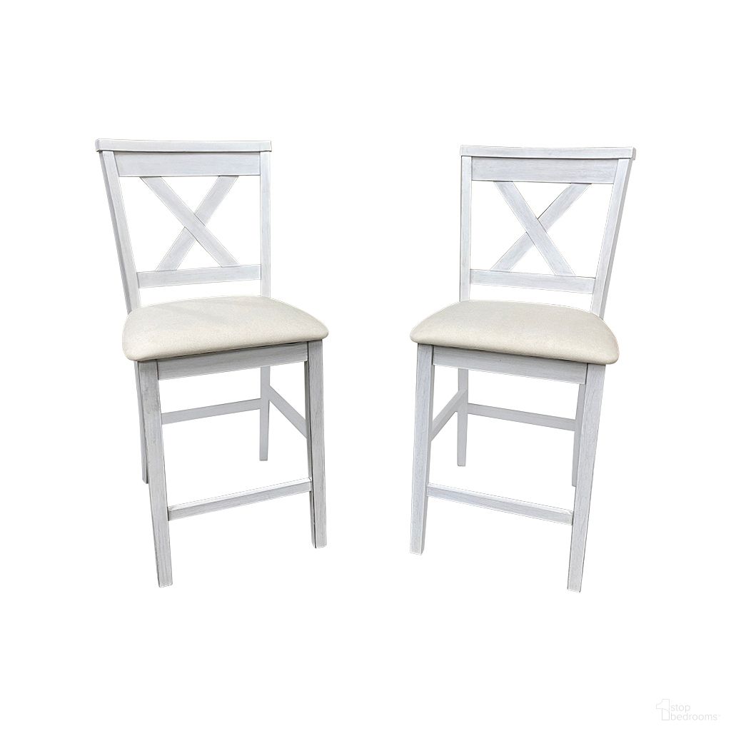 Taylor X-Back Counter Stools - Set of 2 In Antique White and White