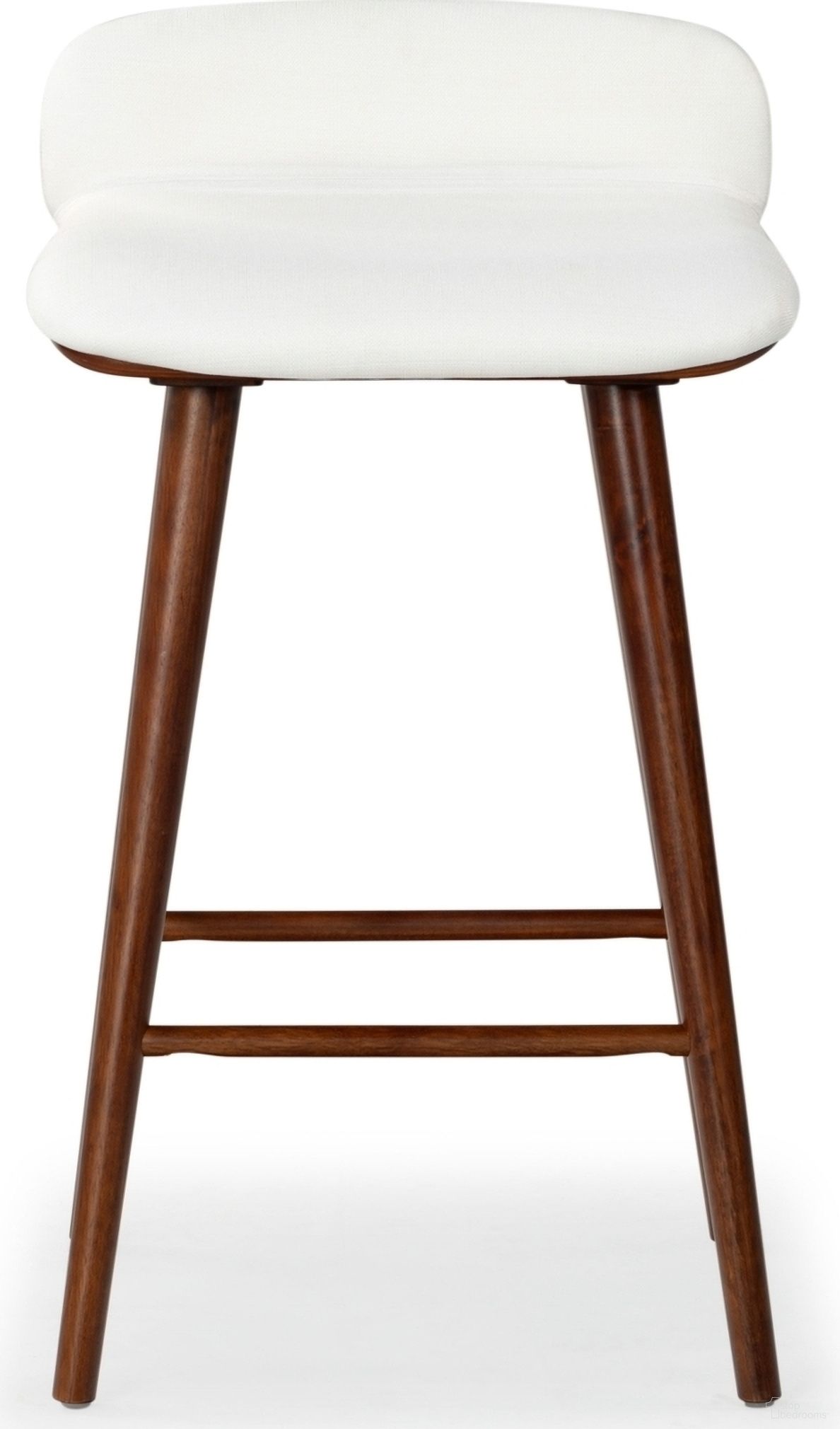 Tazmyn Linen Barstool In White and Walnut