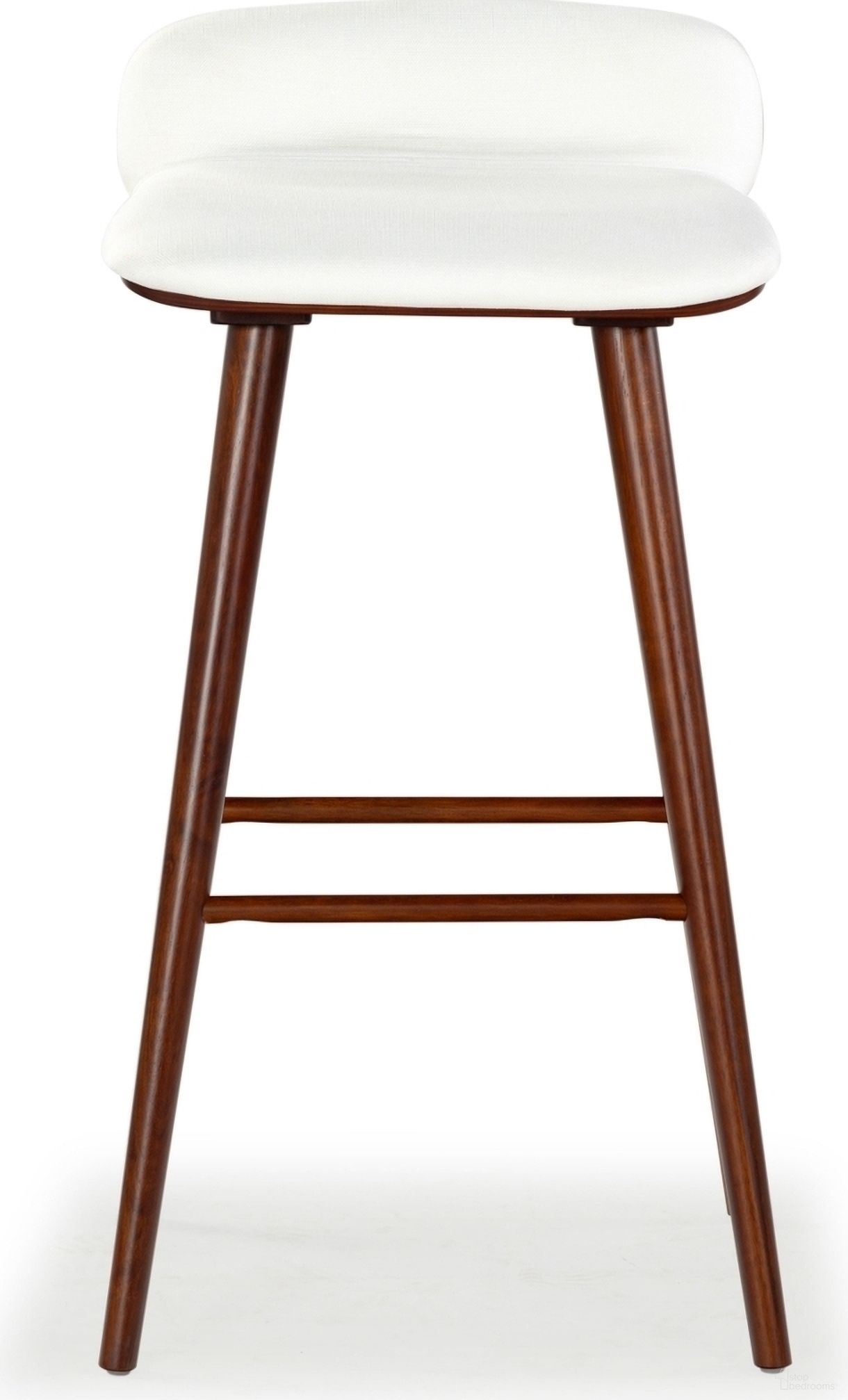 Tazmyn Linen Counter Stool In White and Walnut