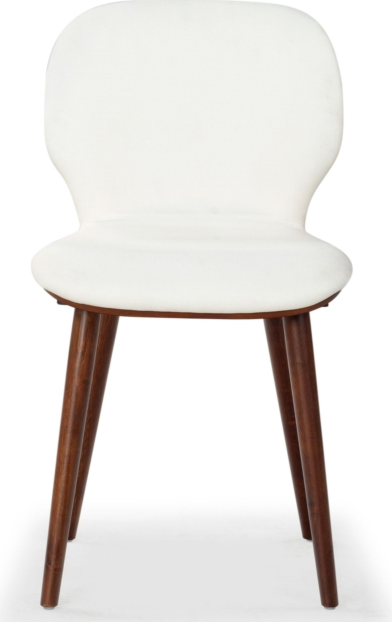 Tazmyn Linen Dining Chair In White and Walnut
