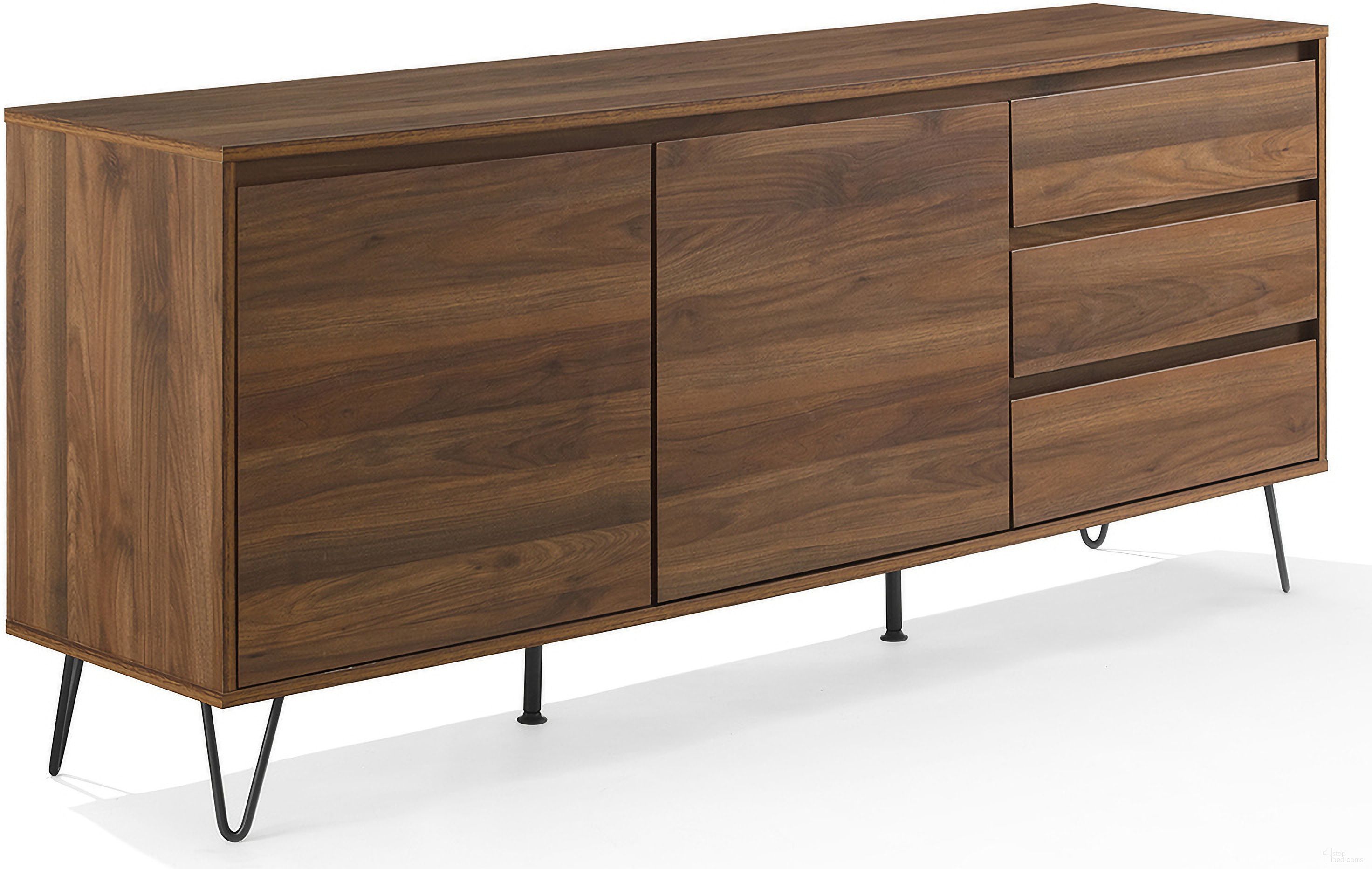 The appearance of Teagan Record Storage Sideboard In Brown Oak designed by Crosley Brands in the transitional interior design. This brown oak piece of furniture was selected by 1StopBedrooms from Teagan Collection to add a touch of cosiness and style into your home. Sku: CF4217-BR-2OF2;CF4217-BR-1OF2. Material: Particle Board.