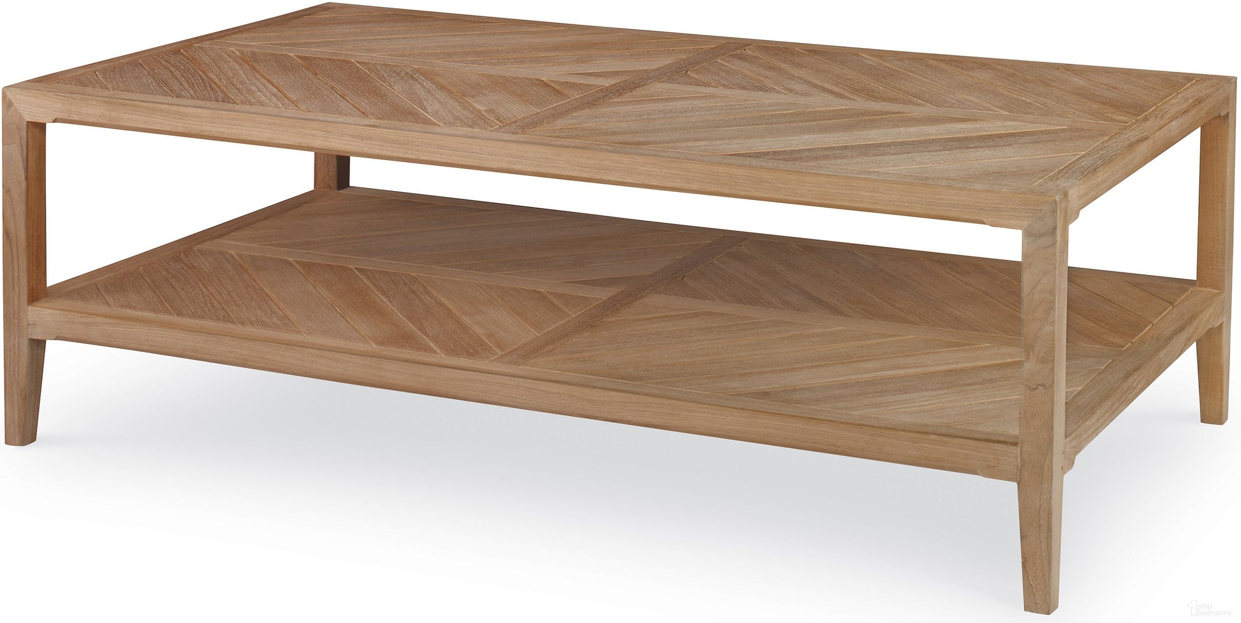 The appearance of Teak Cocktail Table In Natural designed by Century Furniture in the transitional interior design. This natural piece of furniture  was selected by 1StopBedrooms from West Bay (D43) Collection to add a touch of cosiness and style into your home. Sku: D43-86. Table Top Shape: Rectangular. Material: Teak Wood.
