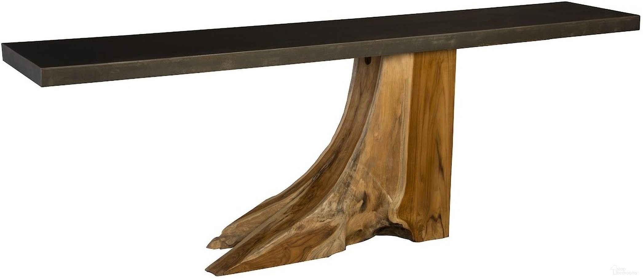 The appearance of Teak Wood Console Table with Iron Sheet Top In Black and Natural designed by Phillips Collection in the modern / contemporary interior design. This black and natural piece of furniture  was selected by 1StopBedrooms from  to add a touch of cosiness and style into your home. Sku: TH89260. Material: Teak Wood.