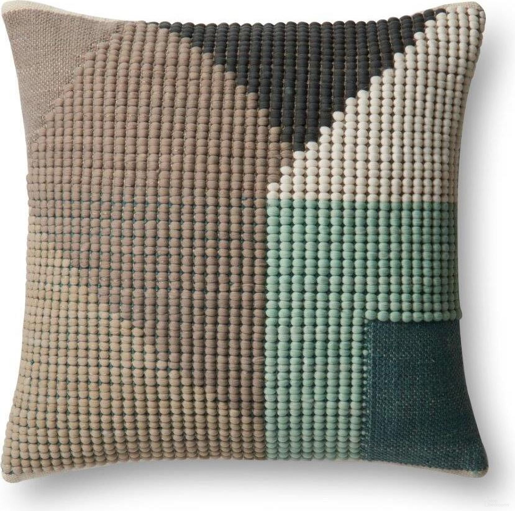 Loloi P0504 Teal and Multi 22" x 22" Cover w/Down Pillow