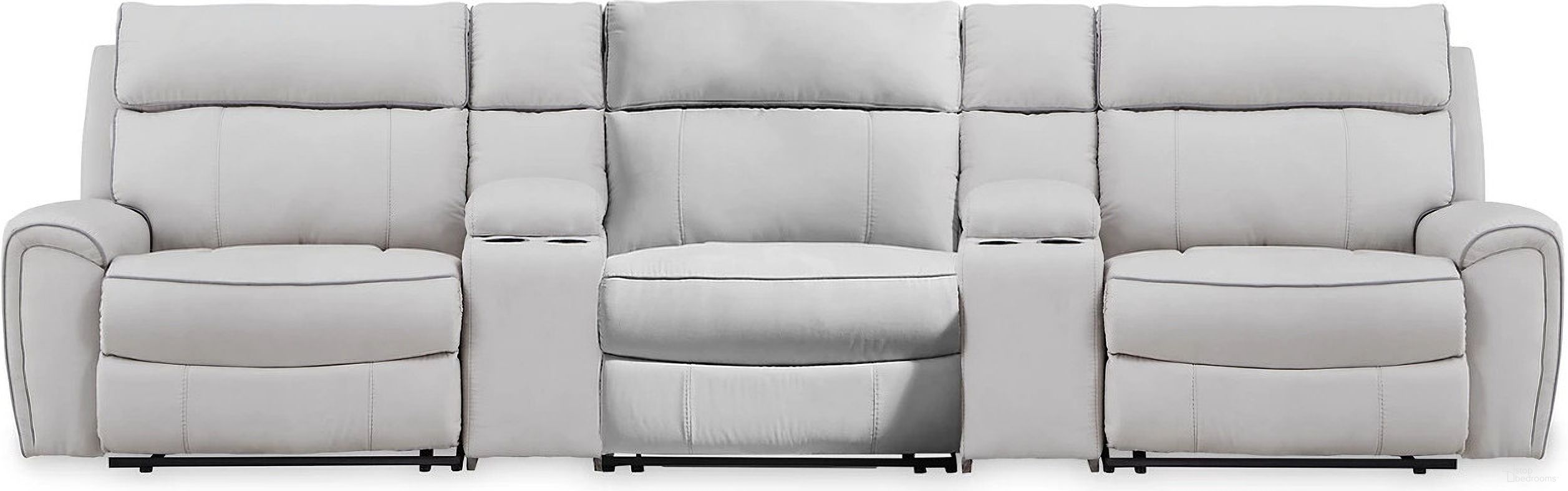 The appearance of Tealwell 5-Piece Reclining Sectional with Storage Consoles In Pearl and Ash designed by Signature Design by Ashley in the modern / contemporary interior design. This pearl/ash piece of furniture was selected by 1StopBedrooms from Tealwell Collection to add a touch of cosiness and style into your home. Sku: NC9880258;NC9880231;NC9880257;NC9880257;NC9880262. Material: Polyester. Layout: Modular.