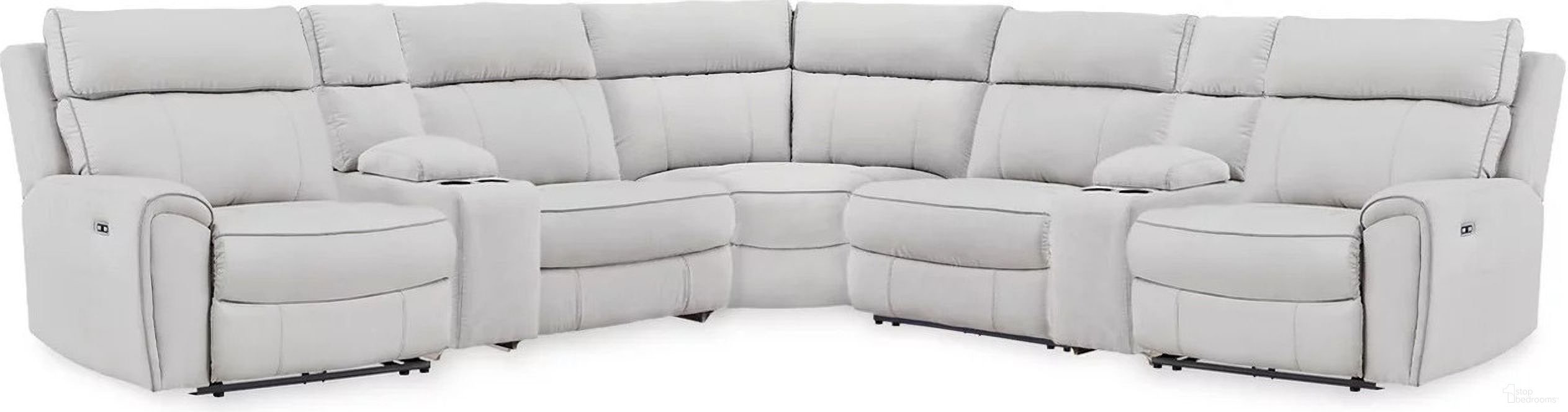 The appearance of Tealwell 7-Piece Reclining Sectional with Storage Consoles In Pearl and Ash designed by Signature Design by Ashley in the modern / contemporary interior design. This pearl/ash piece of furniture was selected by 1StopBedrooms from Tealwell Collection to add a touch of cosiness and style into your home. Sku: NC9880258;NC9880231;NC9880246;NC9880257;NC9880257;NC9880277;NC9880262. Material: Polyester. Layout: L-Shape.