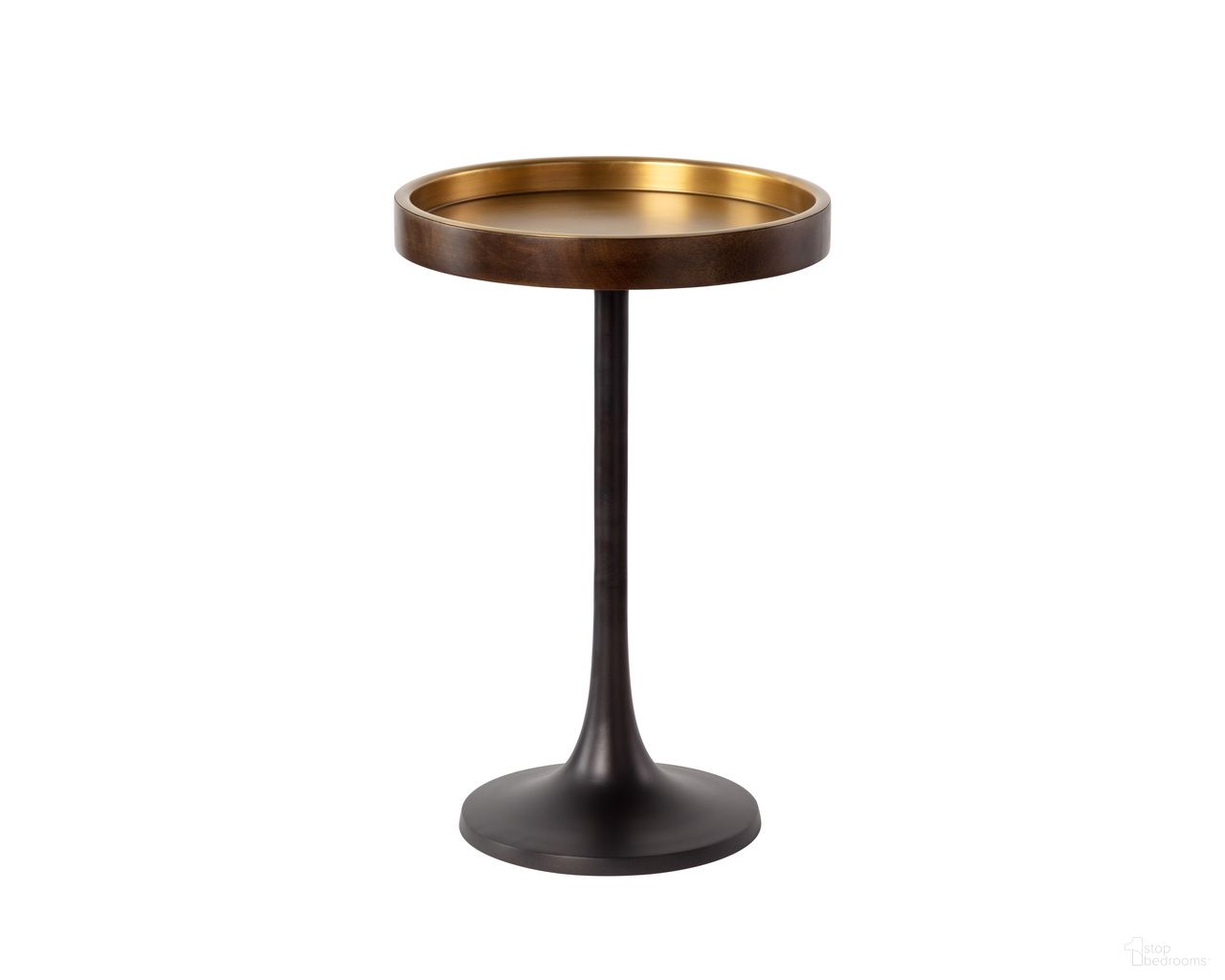 Tekoa End Table In Antique Brass and Dark Bronze