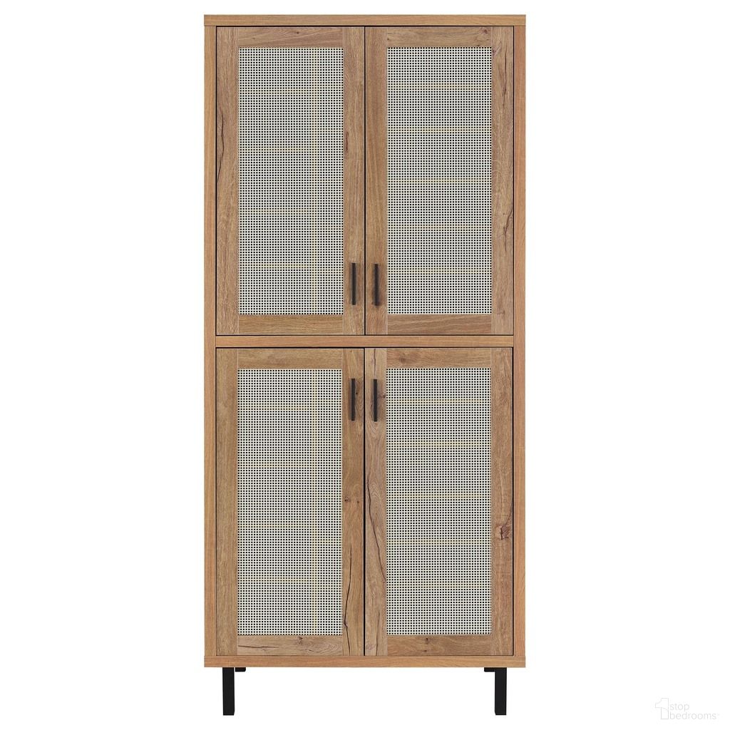 Teller 80 Inch 4-Door Tall Shoe Storage Cabinet In Natural Oak