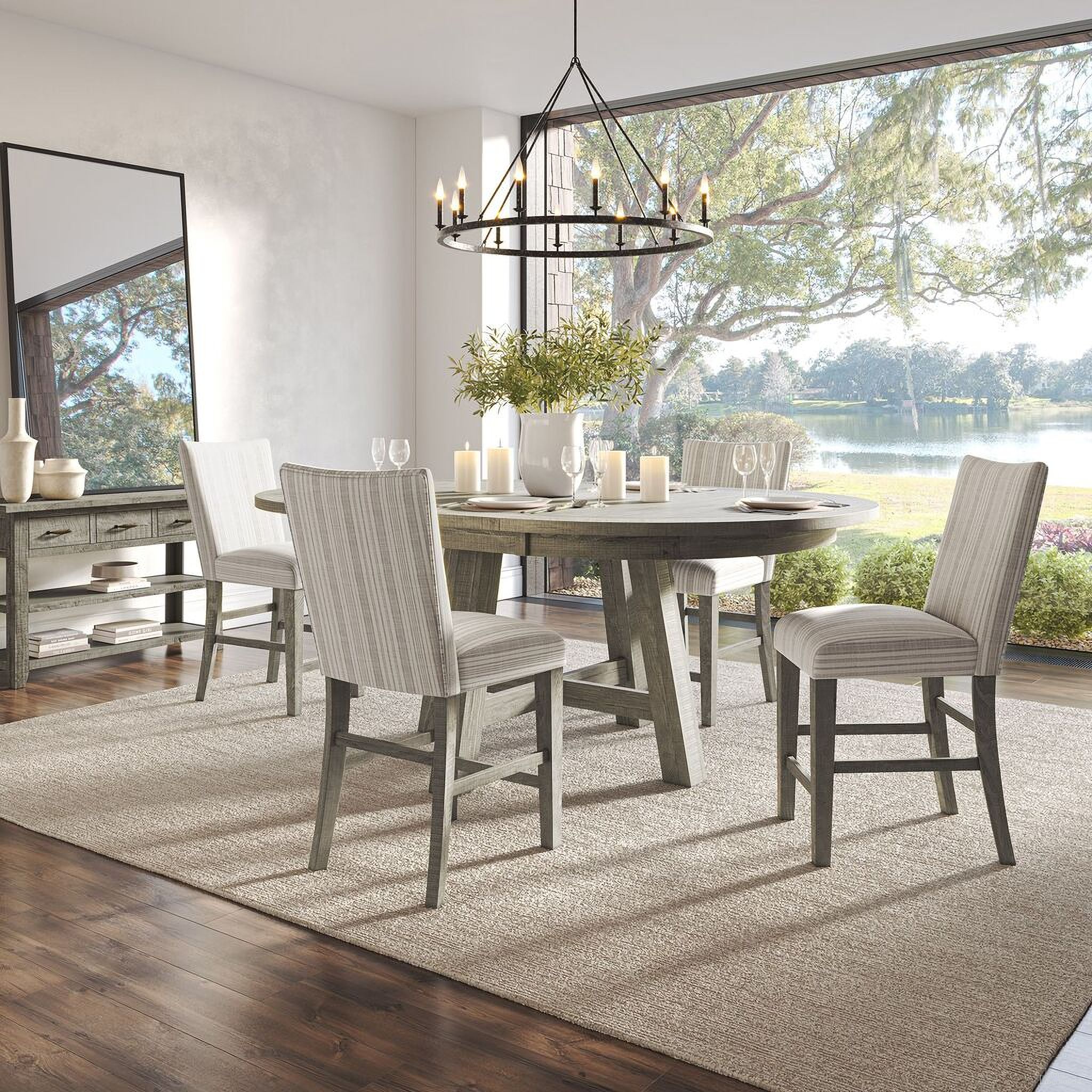 The appearance of Telluride 5 Piece Counter Height Dining Room Set In Driftwood designed by Jofran in the country / farmhouse interior design. This driftwood piece of furniture  was selected by 1StopBedrooms from Telluride Collection to add a touch of cosiness and style into your home. Sku: 2231-54T;2231-54CHTB;2231-BS405KD;2231-BS405KD. Material: Pine.