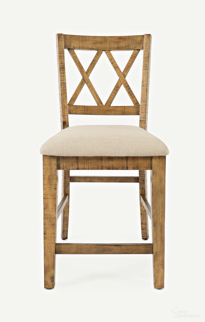 The appearance of Telluride Upholstered Counter Stool Set of 2 In Gold designed by Jofran in the transitional interior design. This gold piece of furniture was selected by 1StopBedrooms from Telluride Collection to add a touch of cosiness and style into your home. Sku: 1801-BS420KD. Material: Pine.