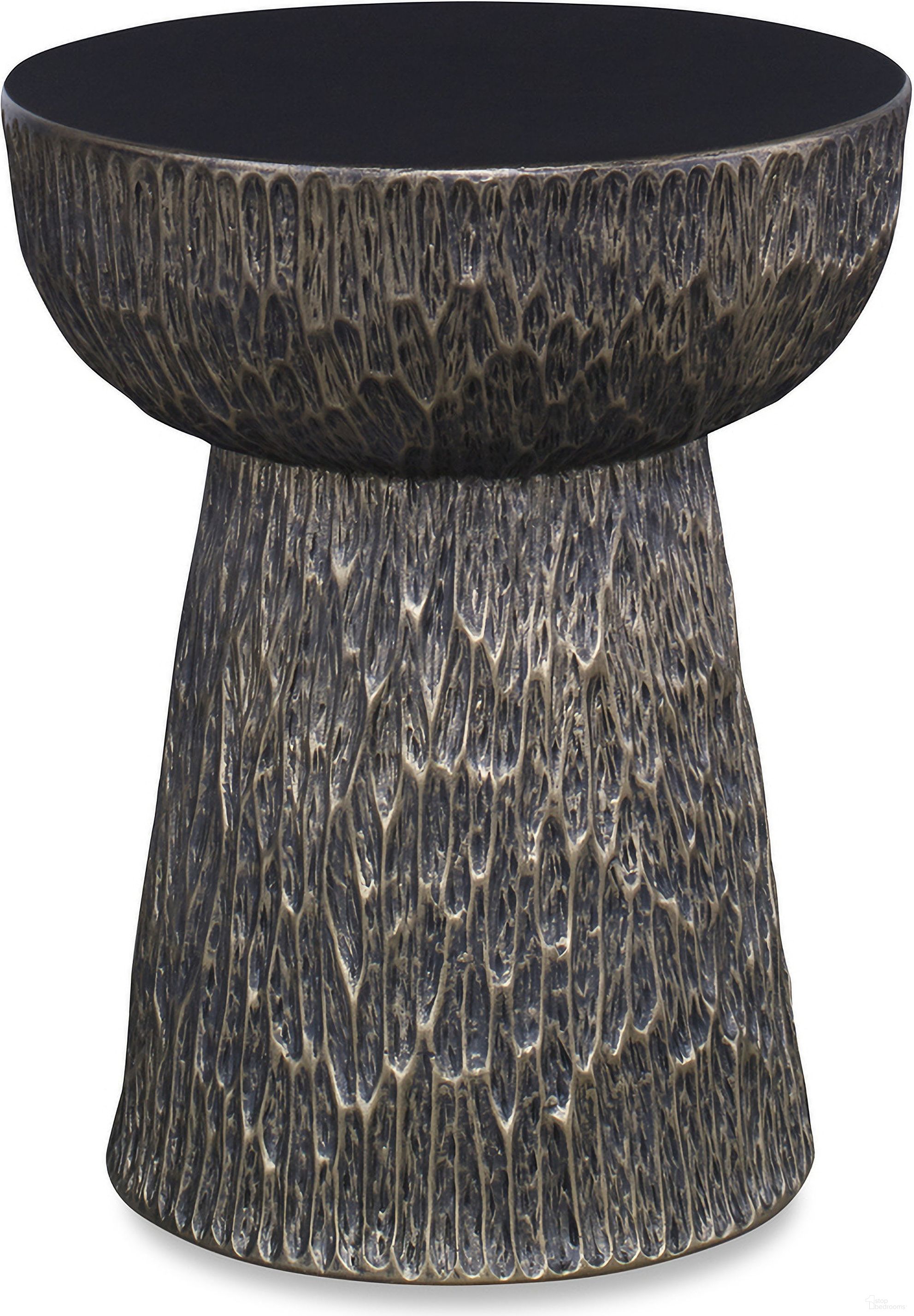 The appearance of Tempe Side Table In Bronze designed by Century Furniture in the transitional interior design. This bronze piece of furniture was selected by 1StopBedrooms from Mesa Collection to add a touch of cosiness and style into your home. Sku: 70A-613. Material: Resin.