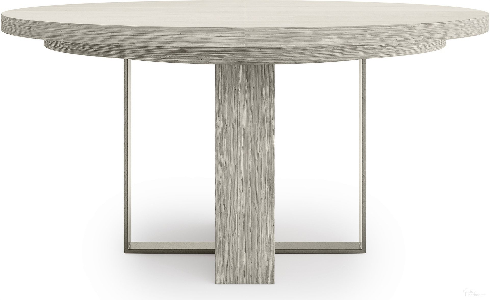 The appearance of Tempo Round Dining Table In Beige designed by Bernhardt in the modern / contemporary interior design. This beige piece of furniture was selected by 1StopBedrooms from Tempo Collection to add a touch of cosiness and style into your home. Sku: 346274;346275. Table Base Style: Trestle. Table Top Shape: Round. Material: Wood. Size: 60".