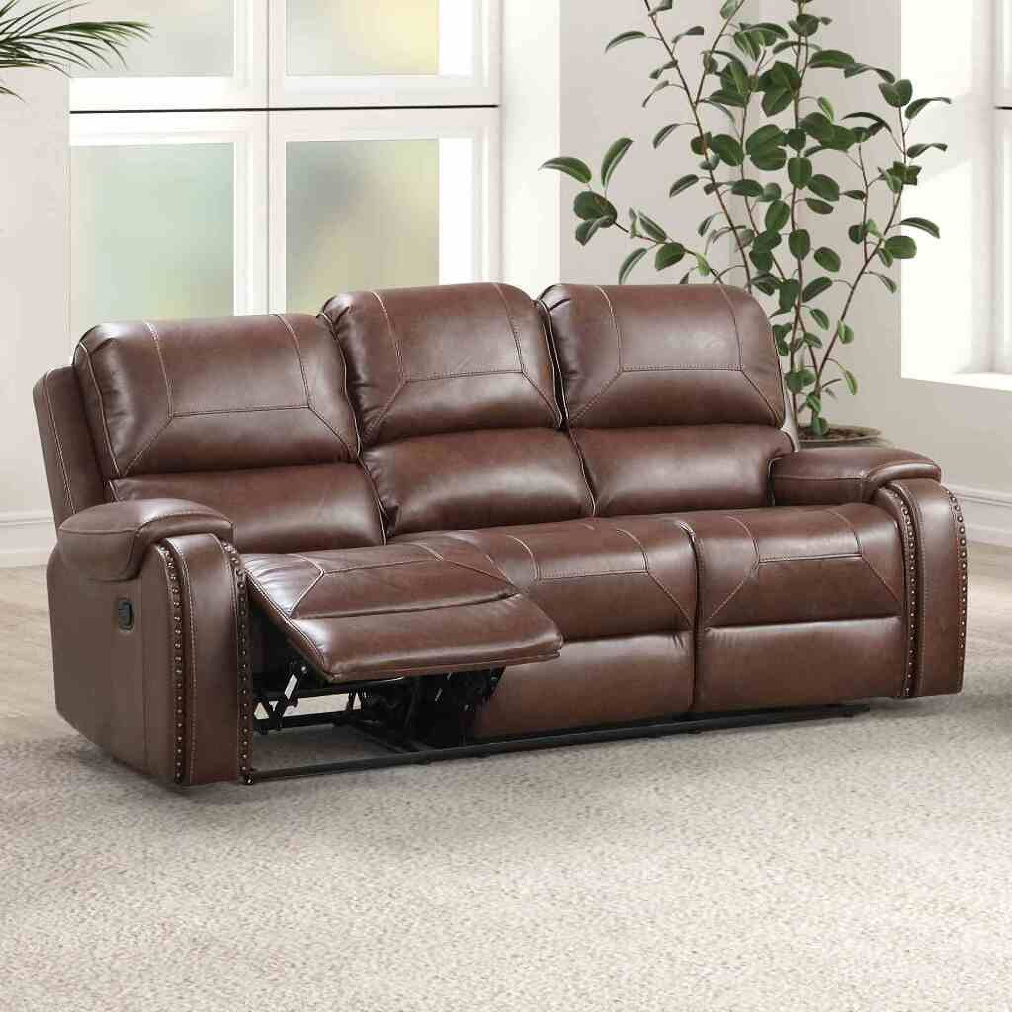 The appearance of Tepic Sofa In Brown designed by Furniture of America in the transitional interior design. This brown piece of furniture was selected by 1StopBedrooms from Tepic Collection to add a touch of cosiness and style into your home. Sku: TM6012BR-SF. Material: Leather.