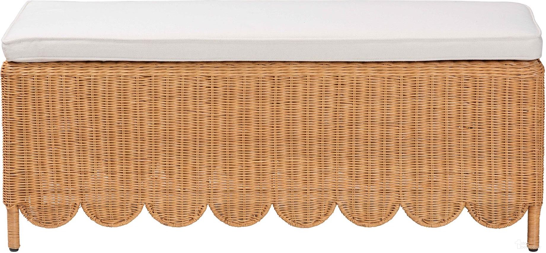 The appearance of Teresa Scalloped Rattan Ottoman Bench In Light Honey and White designed by Baxton Studio in the bohemian interior design. This light honey and white piece of furniture was selected by 1StopBedrooms from Teresa Collection to add a touch of cosiness and style into your home. Sku: Teresa-Rectangle-Light Honey/Rattan Cushioned-Ottoman. Material: Natural Rattan.