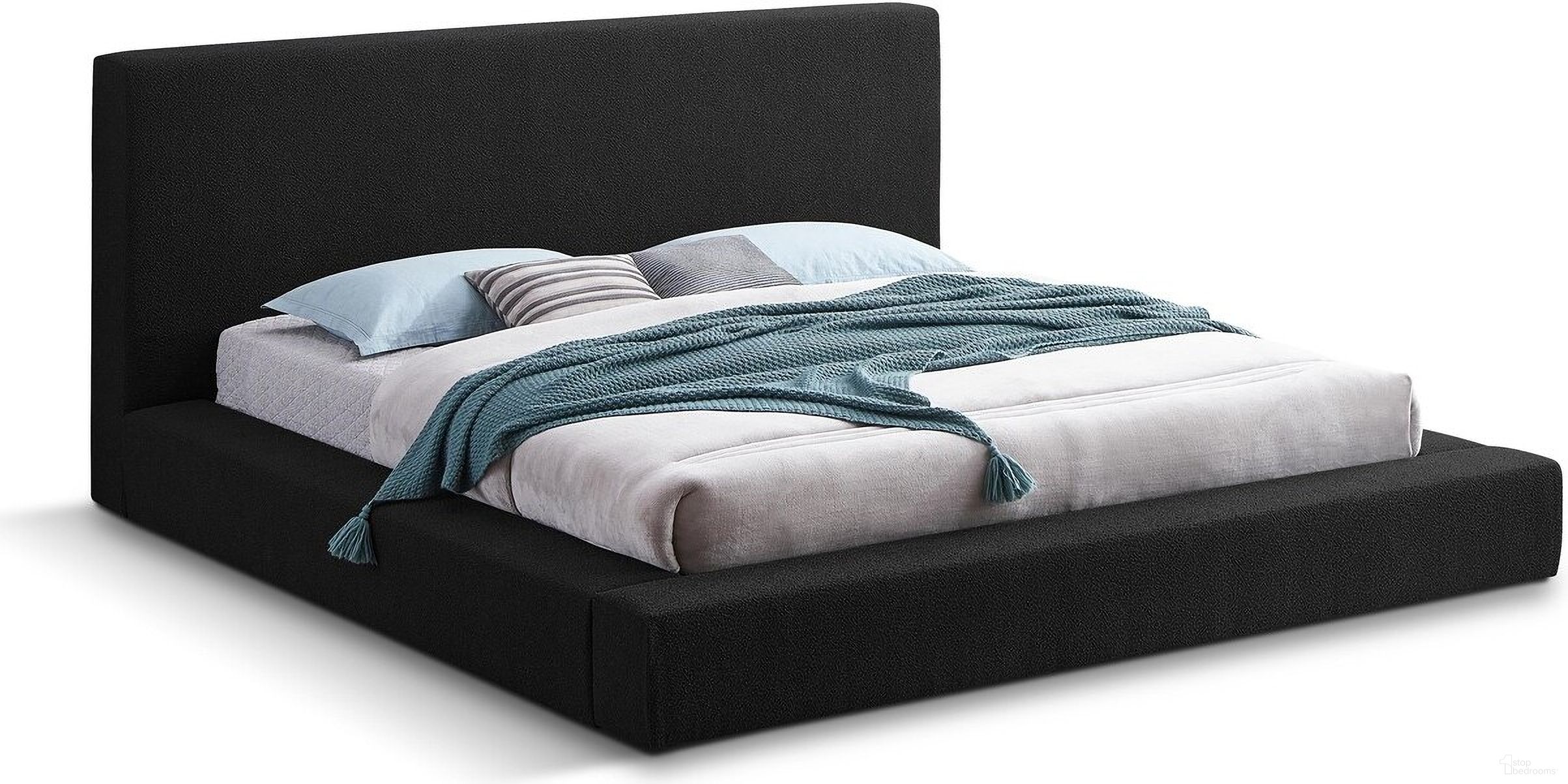 Terra Boucle Fabric King Bed In Black