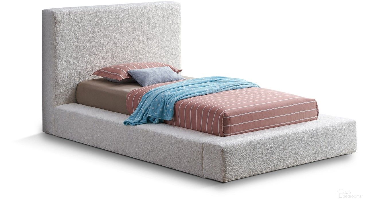 Terra Boucle Fabric Twin Bed In Cream