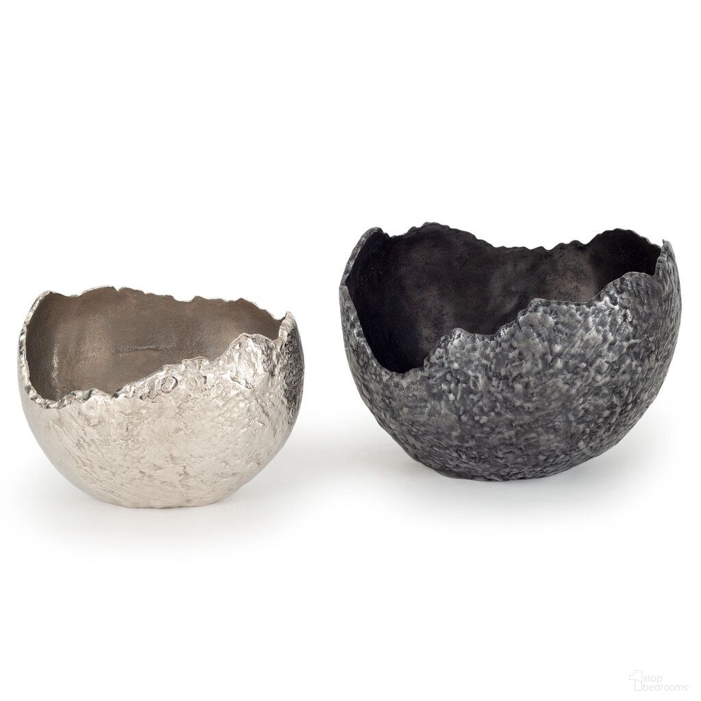 Terra Decorative Metal Bowls Set of 2 In Silver and Grey