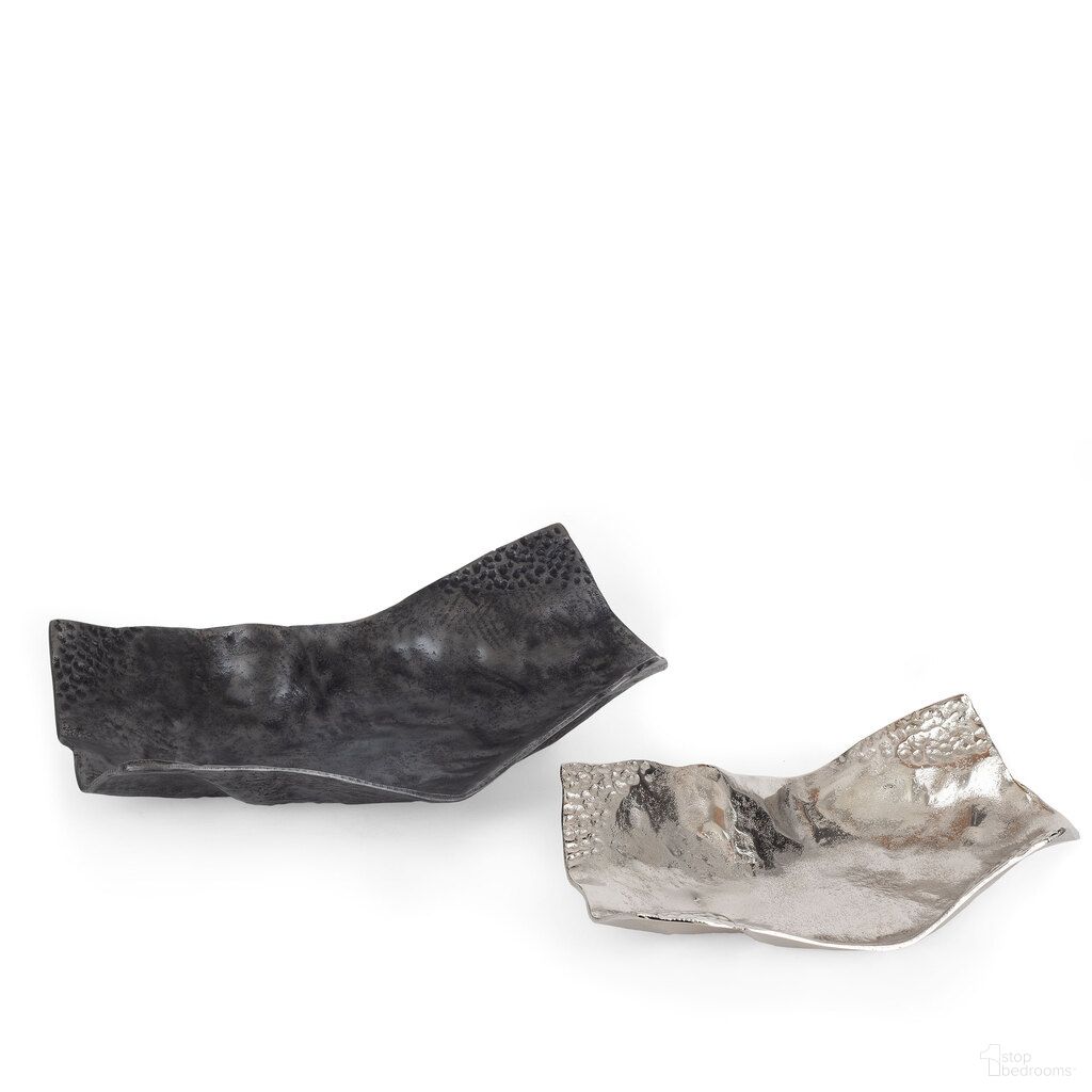 Terra Decorative Metal Trays Set of 2 In Silver and Grey