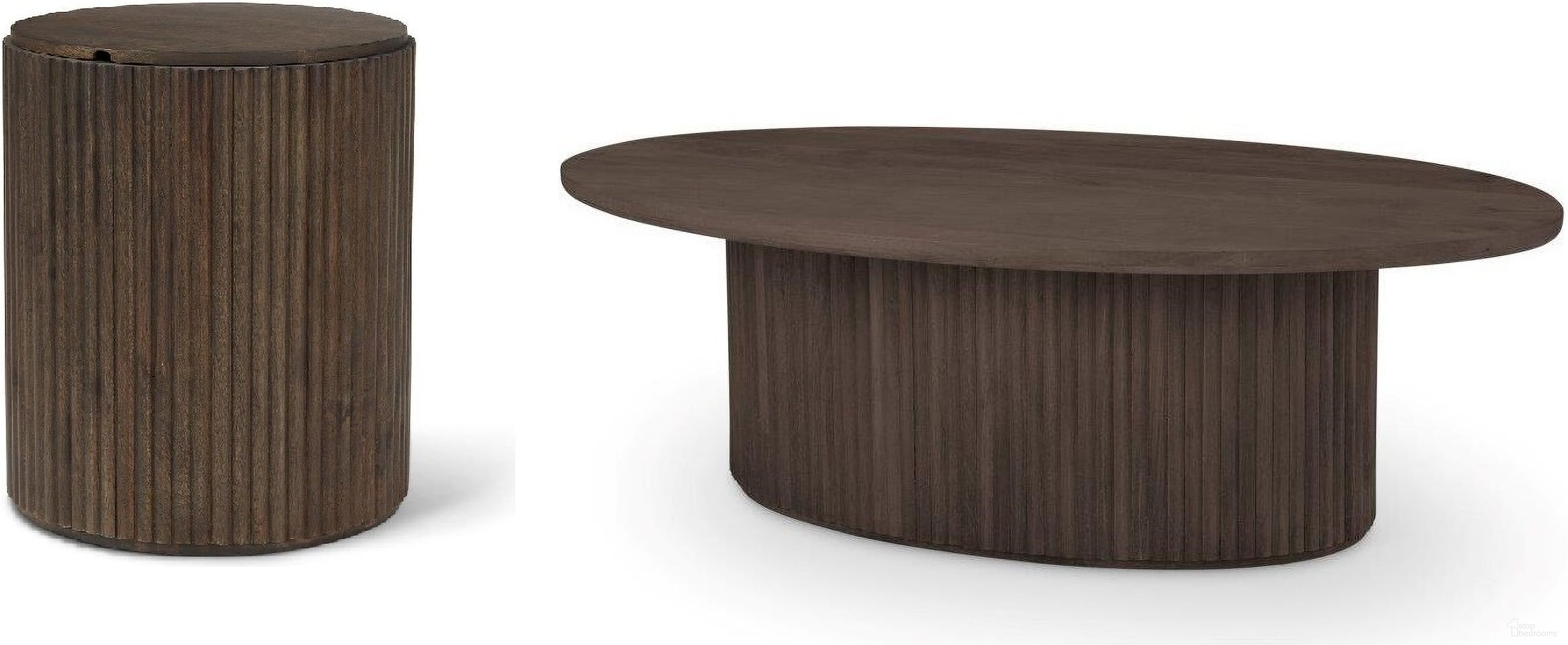 The appearance of Terra Oval Occasional Table Set In Dark Brown designed by Mercana in the modern / contemporary interior design. This dark brown piece of furniture  was selected by 1StopBedrooms from Terra Collection to add a touch of cosiness and style into your home. Sku: 69875;69881. Material: Wood.