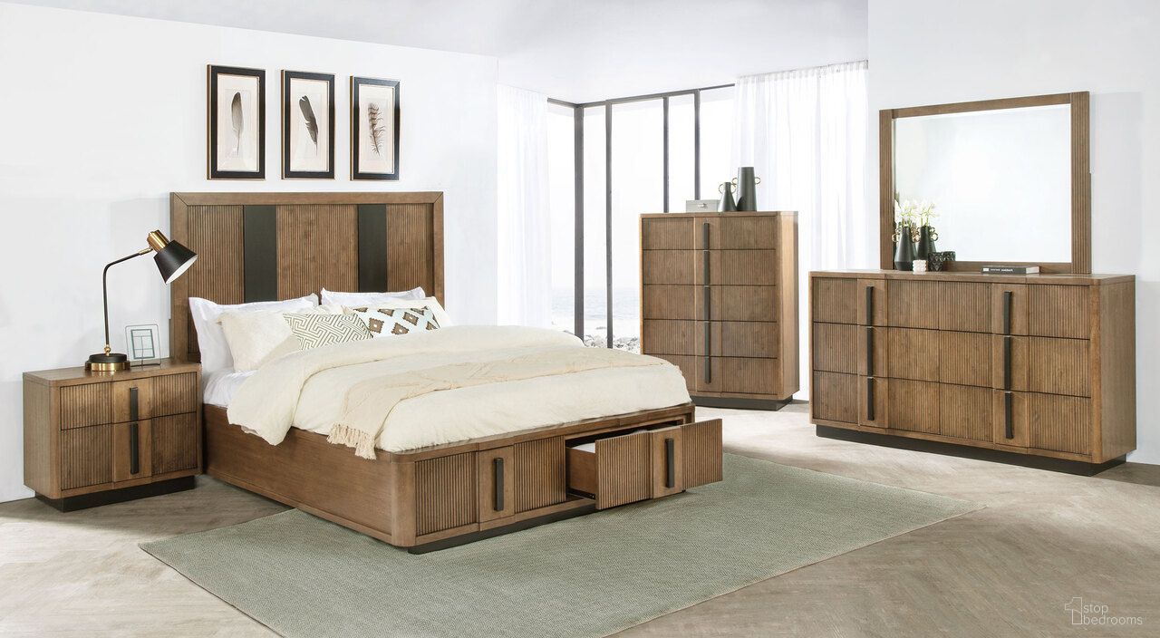 The appearance of Terrace 2-Drawer Storage Bedroom Set In Ash Brown designed by Coaster in the transitional interior design. This ash brown piece of furniture was selected by 1StopBedrooms from Terrace Collection to add a touch of cosiness and style into your home. Sku: 224900QB1;224900QB2;224900QB3;224902. Bed Size: California King. Material: Ash Veneer.