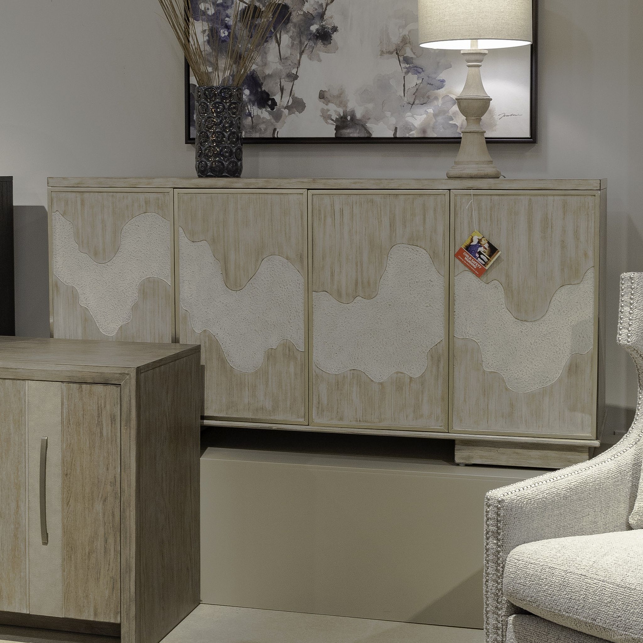 Terrace 4 Door Accent Cabinet In Gravel