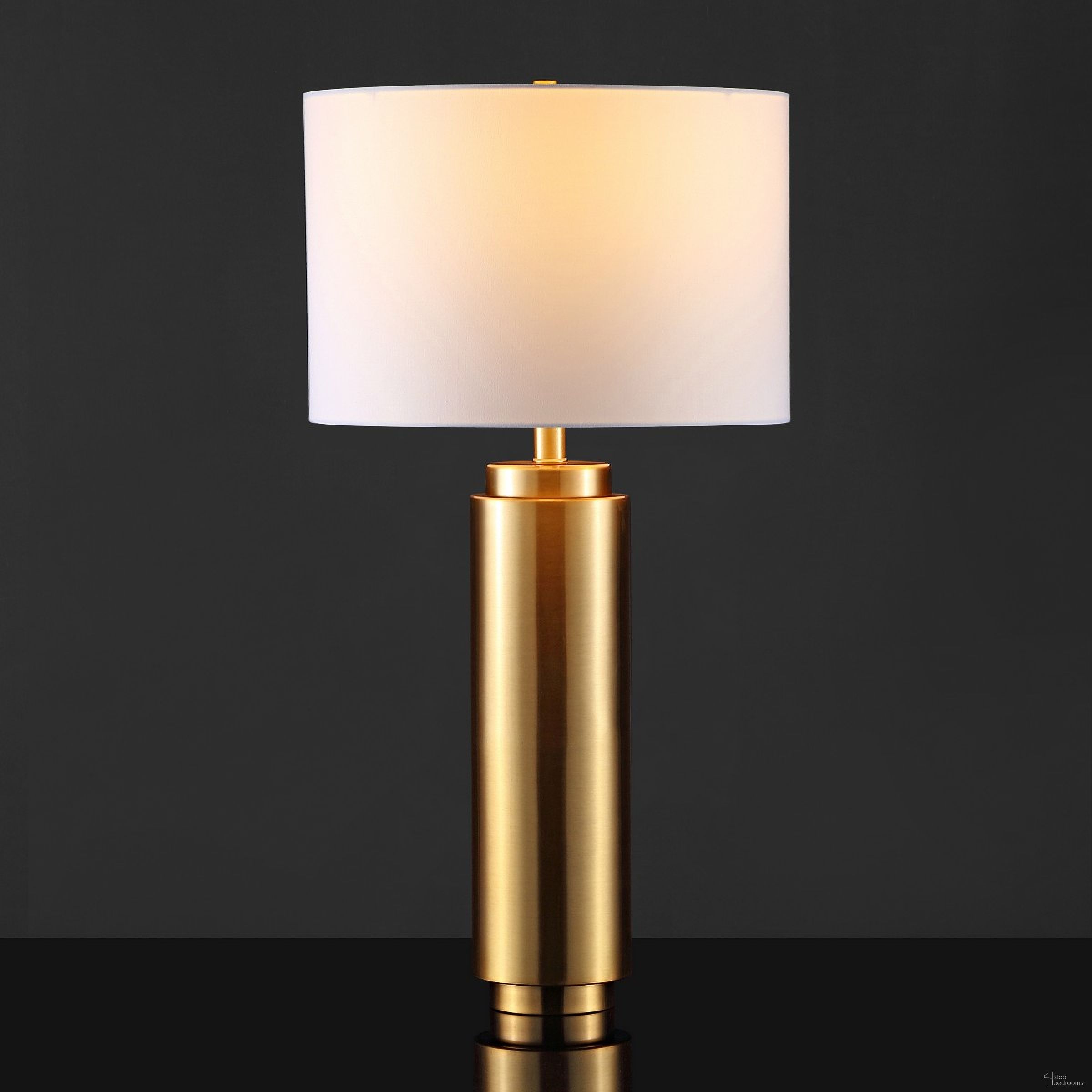 Terry Metal Pillar Table Lamp In Gold And White