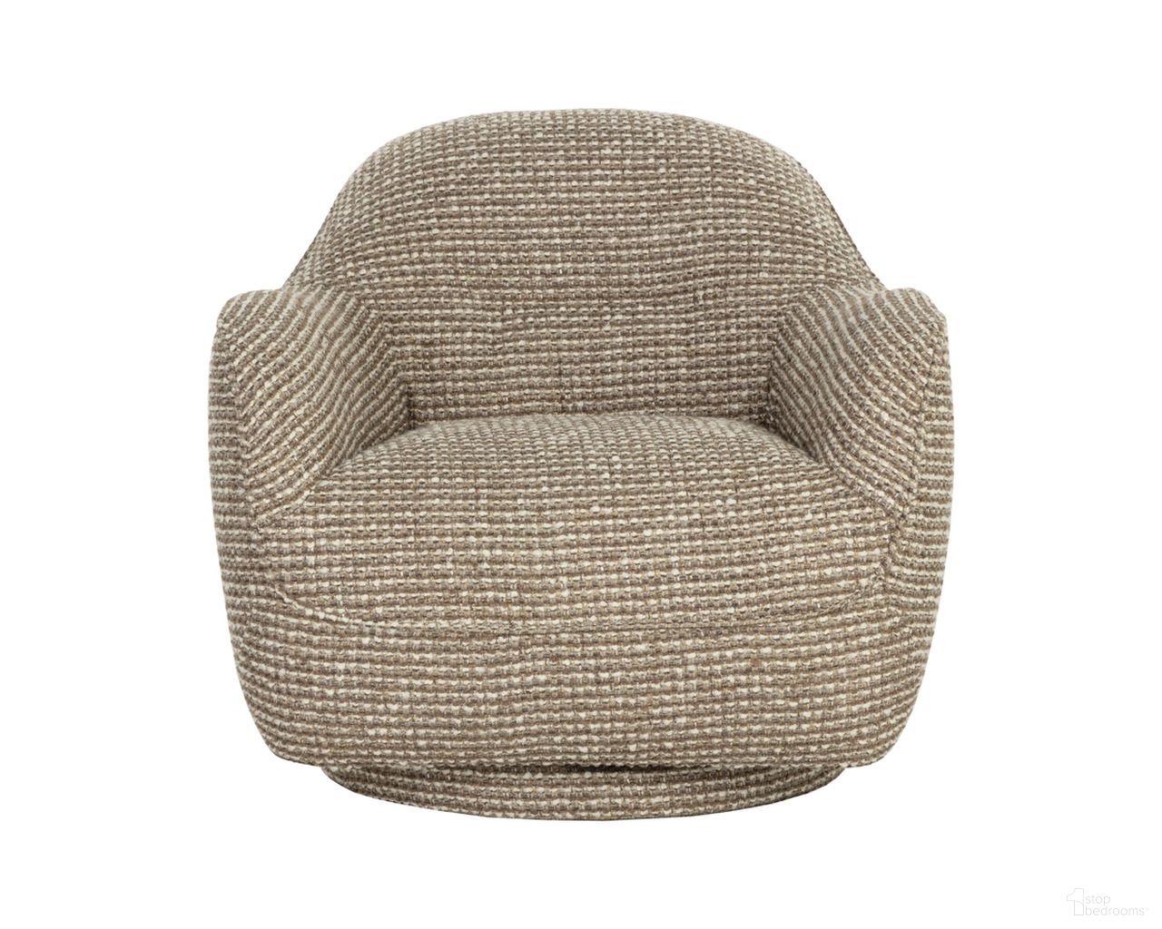 Tesoro Swivel Lounge Chair In Torched Meringue