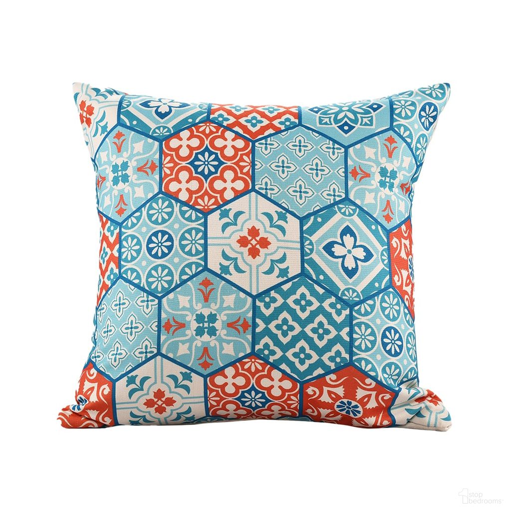 Tessa 20" x 20" Mosaic Handwoven Patchwork Moroccan Indoor/Outdoor Throw Pillow Cover In Teal and Orange