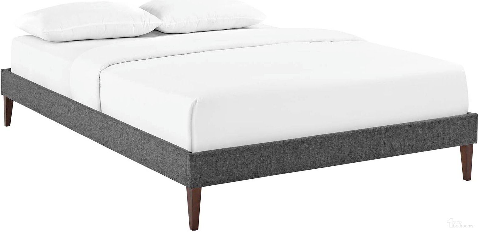 The appearance of Tessie Gray Full Fabric Bed Frame with Squared Tapered Legs designed by Modway in the modern / contemporary interior design. This gray piece of furniture  was selected by 1StopBedrooms from Tessie Collection to add a touch of cosiness and style into your home. Sku: MOD-5897-GRY. Material: Fabric. Bed Size: Full.
