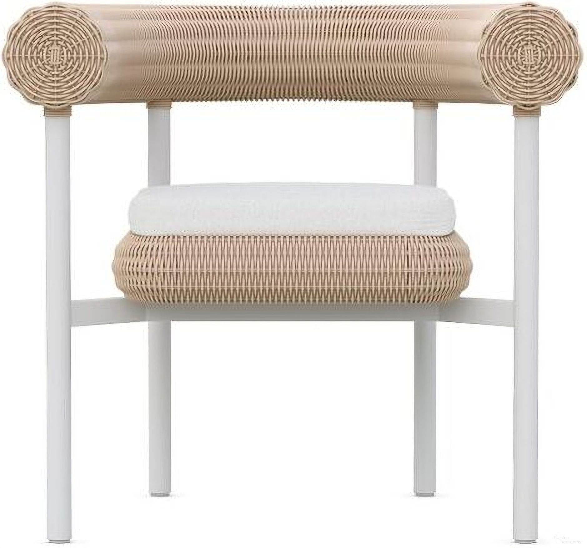 The appearance of Texoma Dining Chair with Cushion In Polar and Almond designed by Azzurro Living in the coastal interior design. This polar/almond piece of furniture was selected by 1StopBedrooms from Texoma Collection to add a touch of cosiness and style into your home. Sku: TEX-W05D-CU. Material: Aluminum.