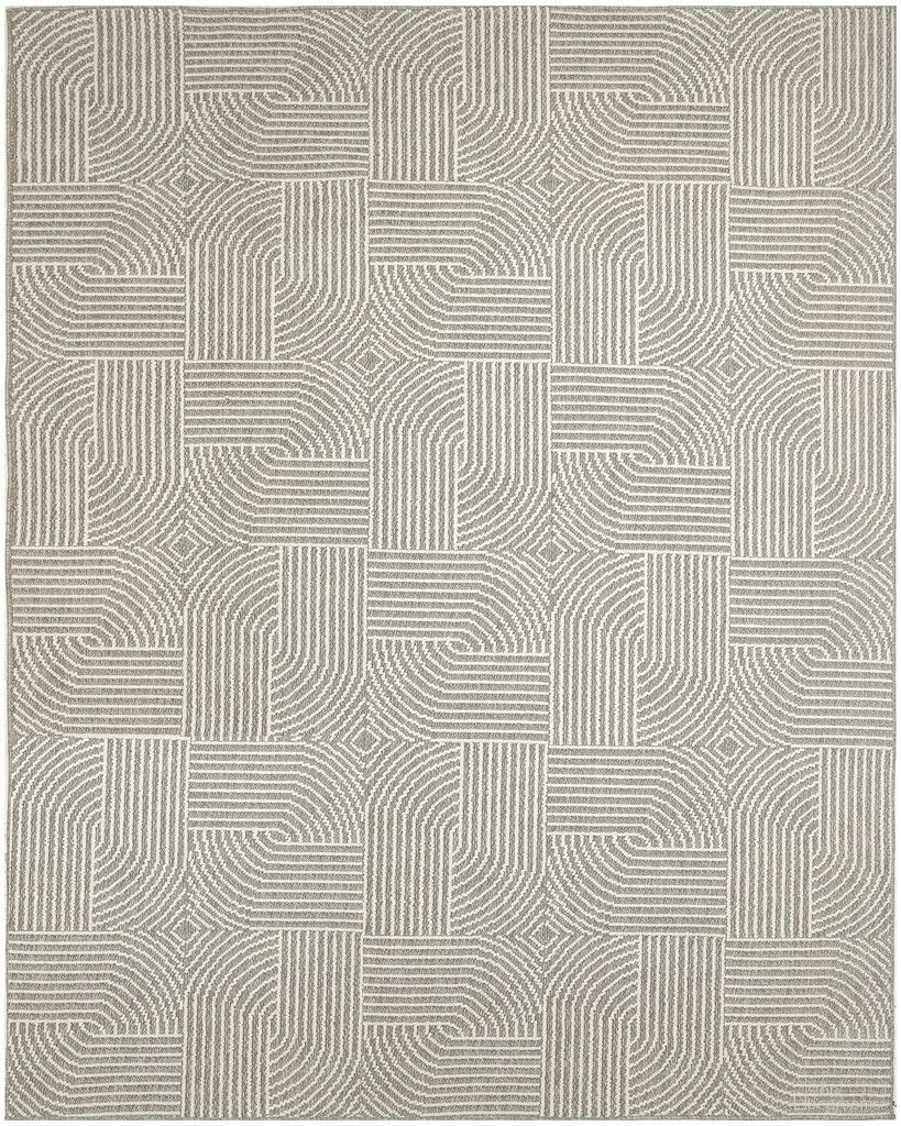 Textured Home Modern 7'10" x 9'10" Indoor Rug In Grey and Ivory