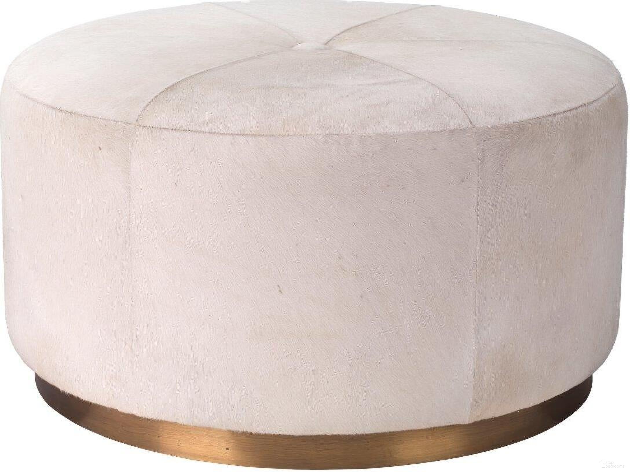 The appearance of Thackeray Round Pouf In White 20THAC-LGWH designed by Jamie Young Company in the traditional interior design. This white piece of furniture was selected by 1StopBedrooms from Thackeray Collection to add a touch of cosiness and style into your home. Sku: 20THAC-LGWH. Material: Steel.