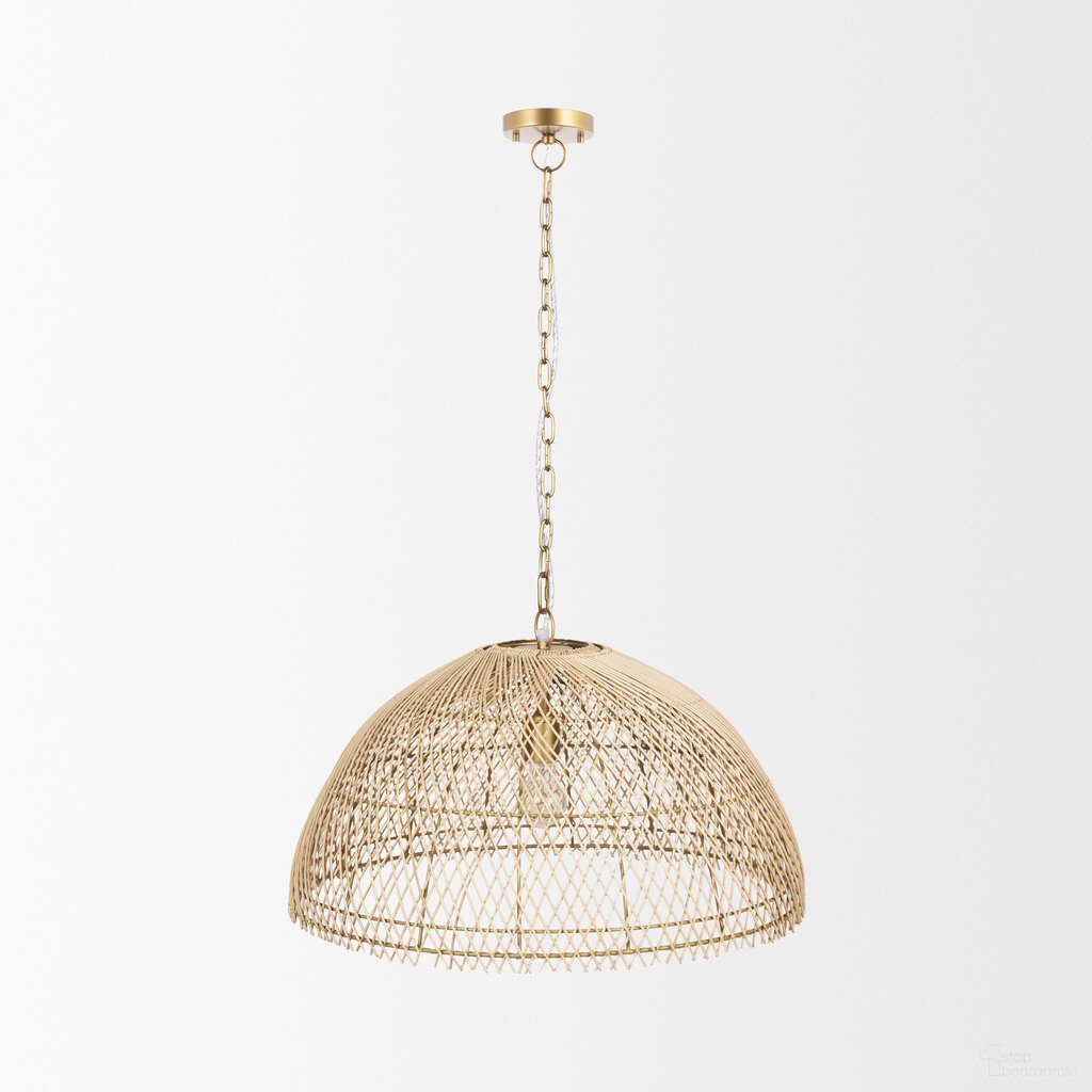 Thad 1-Light Natural Woven Rattan Dome Pendant In Brown