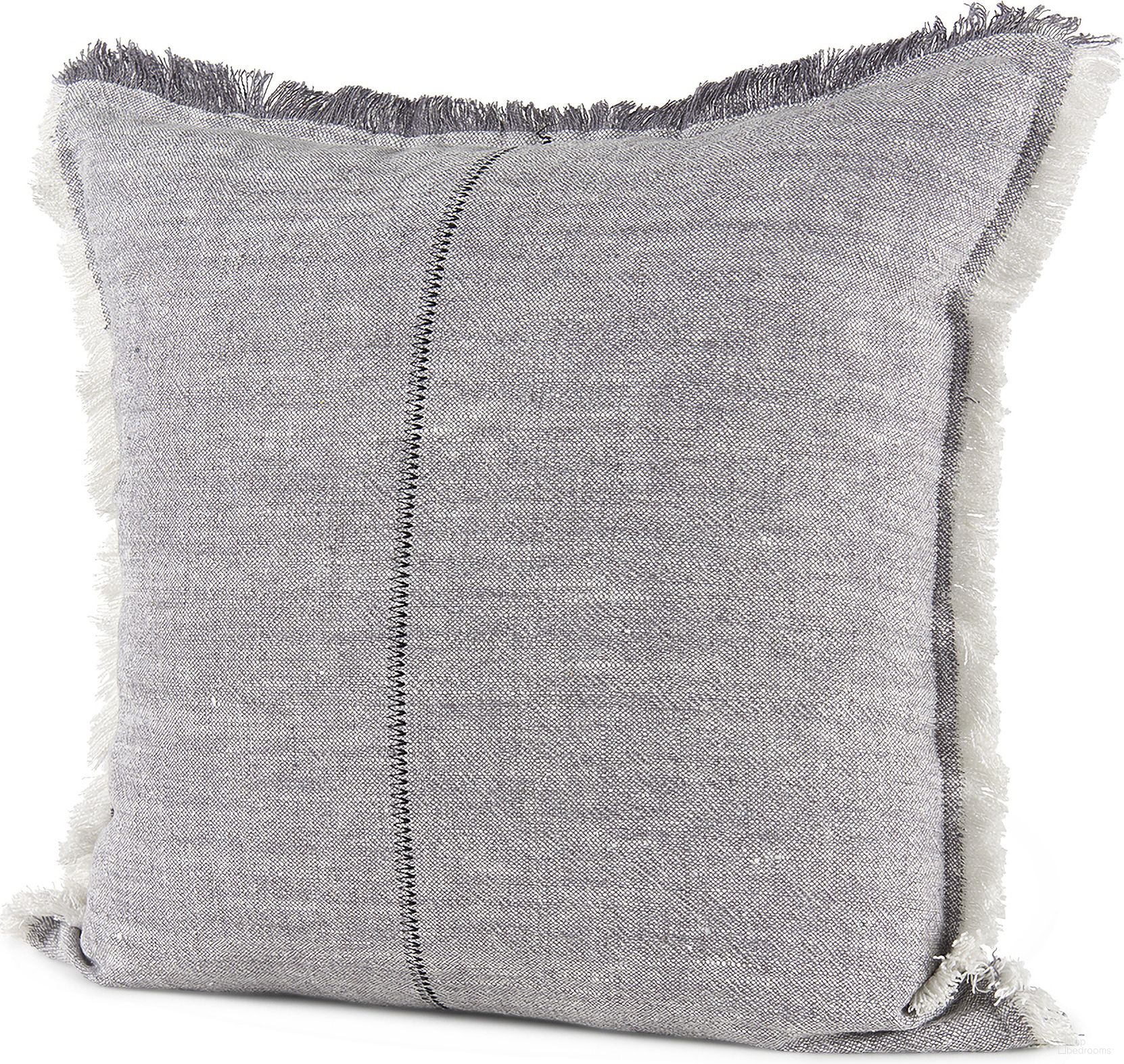 Thais 20 x 20 Inch Fringed Decorative Pillow Cover In Blue and Cream