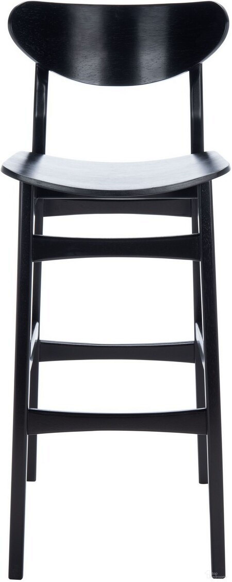 The appearance of Thaxton Bar Stool Set of 2 in Black designed by Safavieh in the transitional interior design. This black piece of furniture was selected by 1StopBedrooms from Thaxton Collection to add a touch of cosiness and style into your home. Sku: BST1500B-SET2. Material: Wood.
