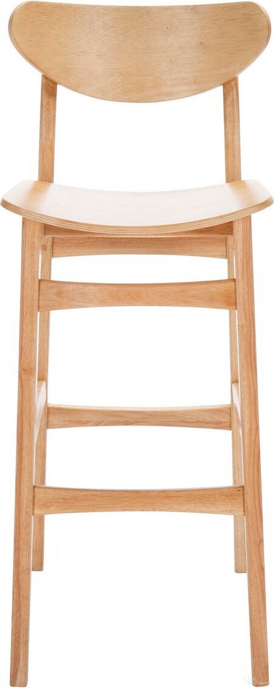 The appearance of Thaxton Bar Stool Set of 2 in Natural designed by Safavieh in the transitional interior design. This natural piece of furniture was selected by 1StopBedrooms from Thaxton Collection to add a touch of cosiness and style into your home. Sku: BST1500A-SET2. Material: Wood.