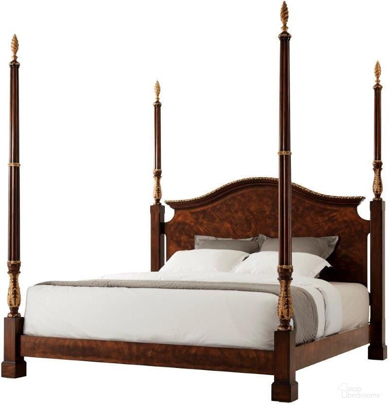 The appearance of The India Silk US King Bed designed by Theodore Alexander in the traditional interior design. This  piece of furniture  was selected by 1StopBedrooms from Althorp Living History Collection to add a touch of cosiness and style into your home. Sku: AL83010. Bed Type: Poster Bed. Material: Wood. Bed Size: King.
