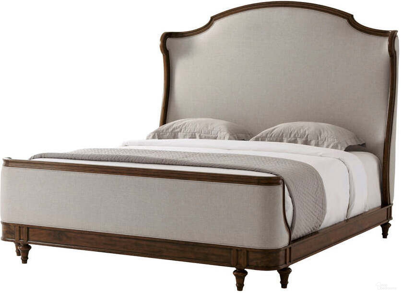The appearance of The Madeleine California King Bed designed by Theodore Alexander in the transitional interior design. This brown piece of furniture  was selected by 1StopBedrooms from Tavel Collection to add a touch of cosiness and style into your home. Sku: TA84004.1BNR. Bed Type: Panel Bed. Material: Wood. Bed Size: California King.