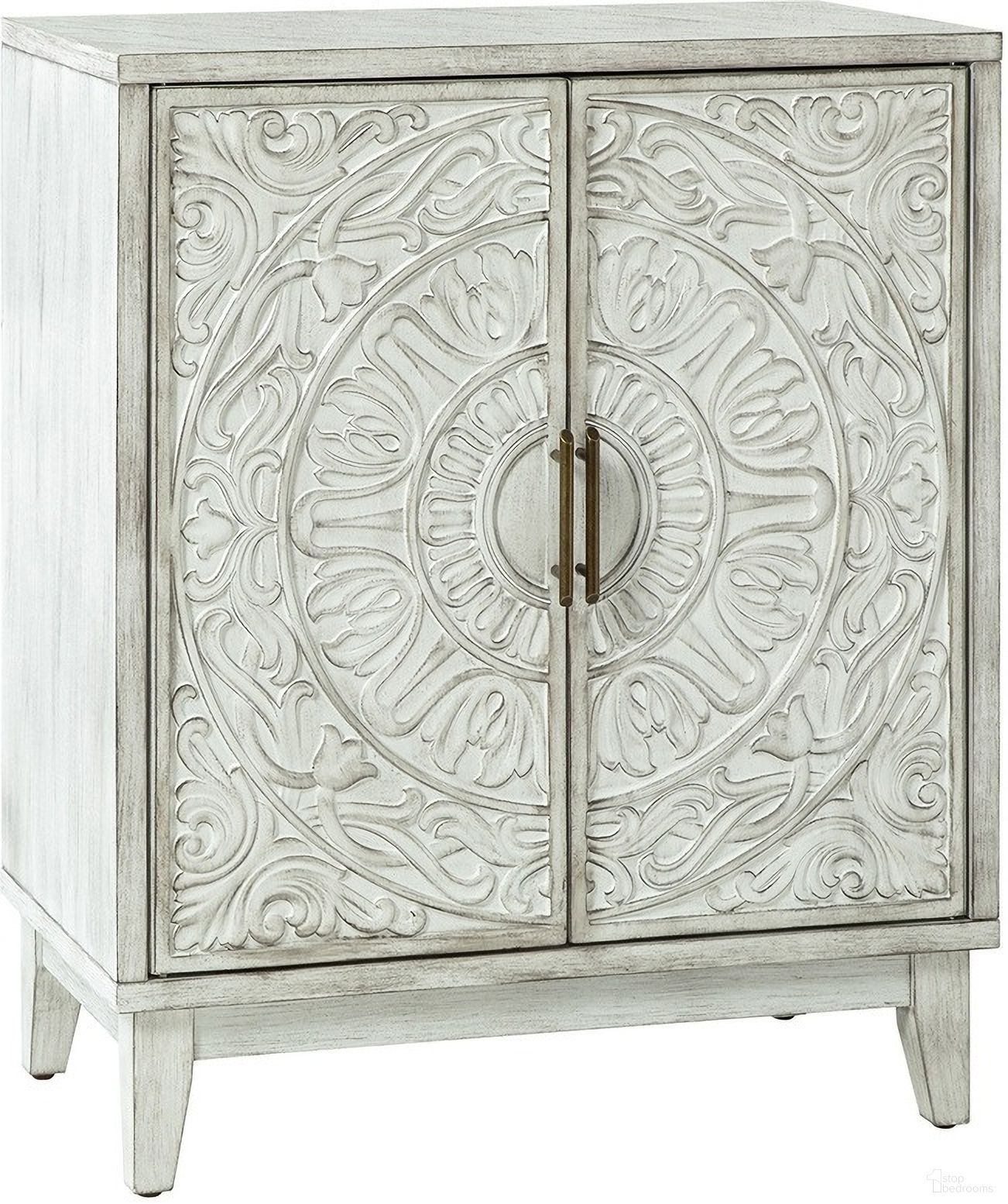 The appearance of Thea Accent Cabinet In White designed by Karat Home in the modern / contemporary interior design. This white piece of furniture was selected by 1StopBedrooms from Thea Collection to add a touch of cosiness and style into your home. Sku: SCYL1083-WTE. Material: Solid Wood.