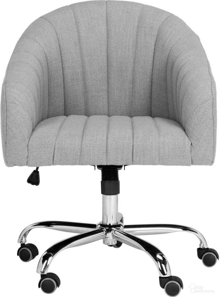 Themis Grey Linen Chrome Leg Swivel Office Chair