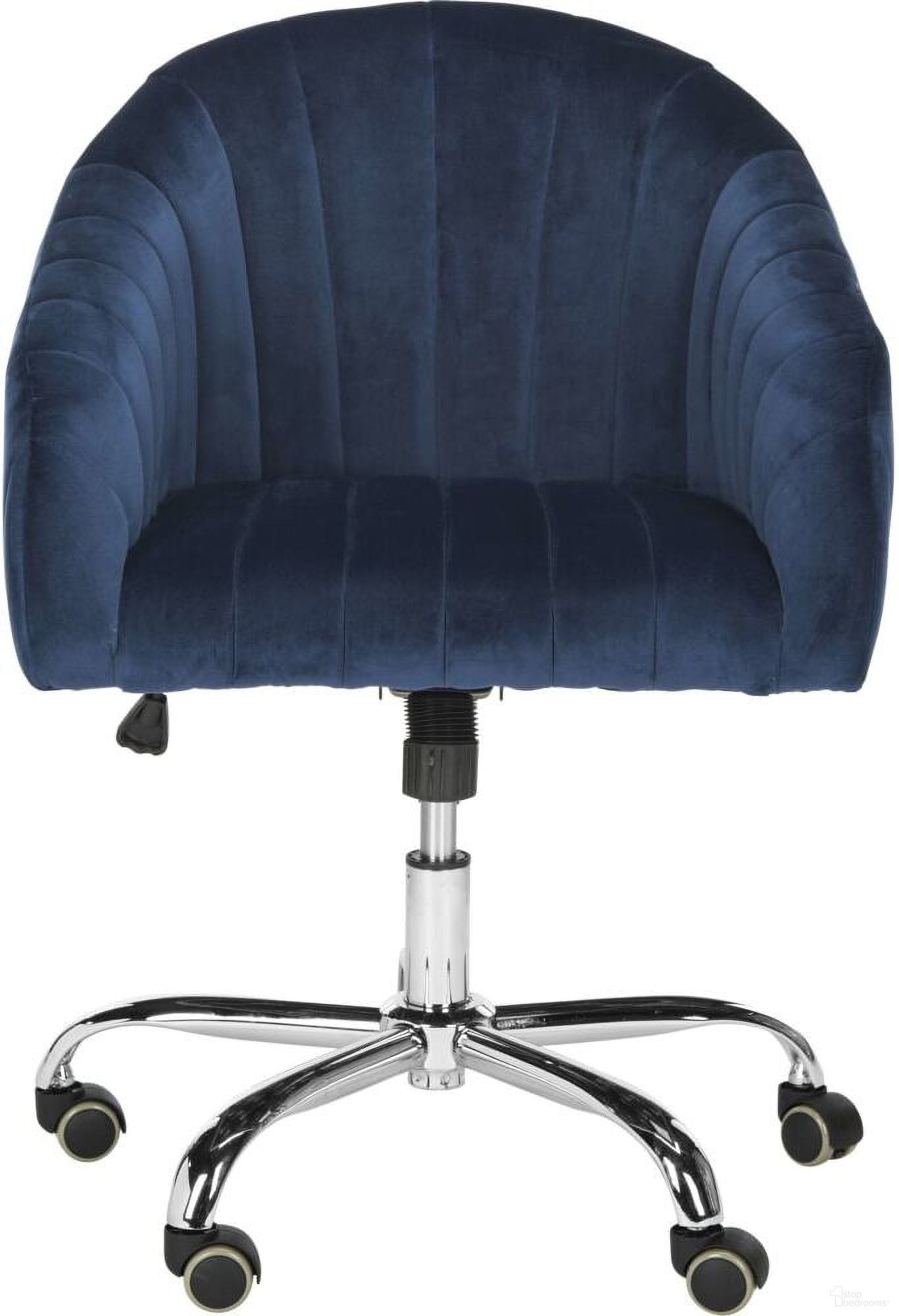 Themis Navy Velvet Chrome Leg Swivel Office Chair