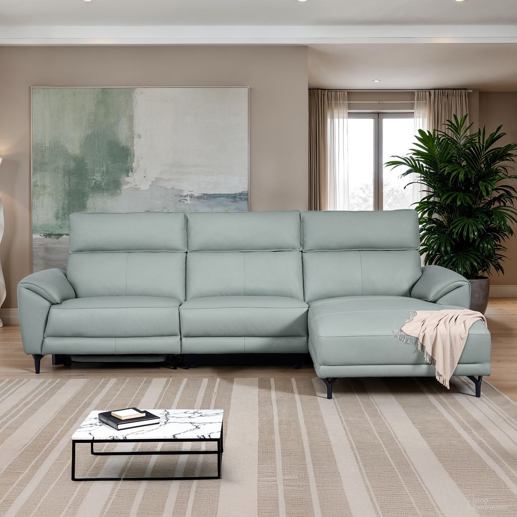 Themis Right Chaise Power Sectional In Pale Blue