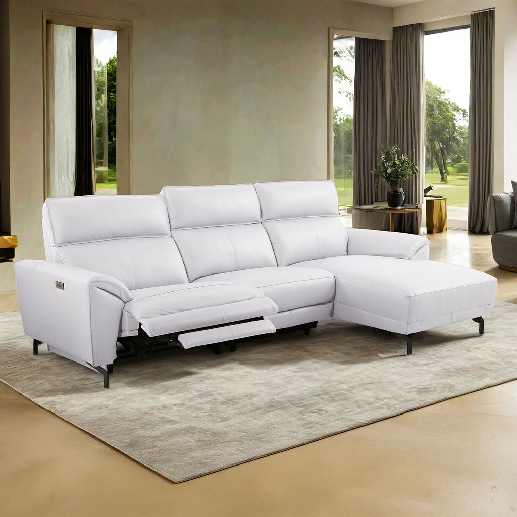 Themis Right Chaise Power Sectional In White