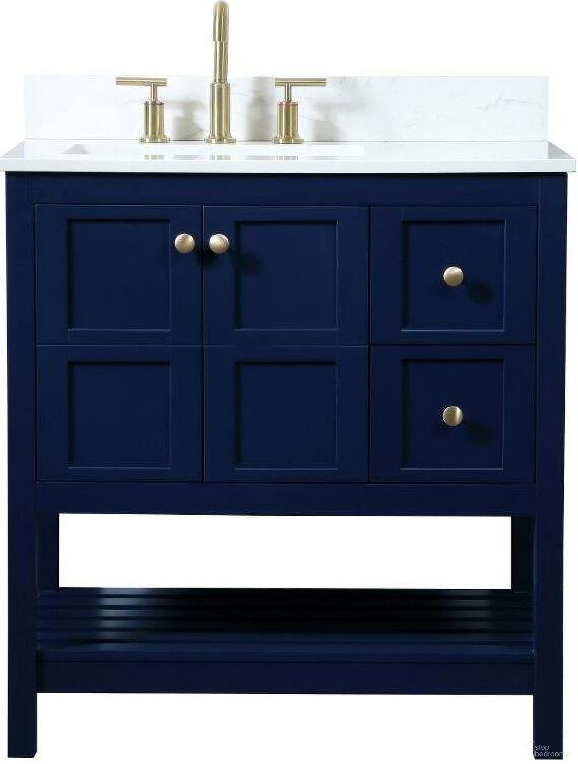 Theo 32 Inch Single Bathroom Vanity In Blue With Backsplash